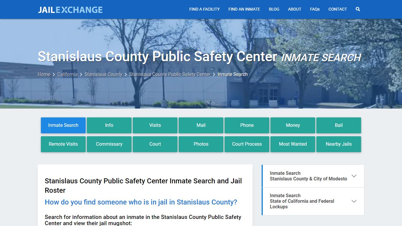 Stanislaus County Public Safety Center Inmate Search - Jail Exchange